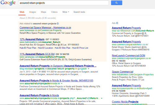 Assured Return Projects Search on Google