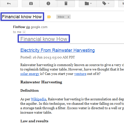 Finhow.com Feedburner Email with Financial know How