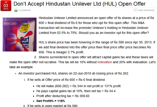 Dont Accept Hindustan Unilever Ltd (HUL) Open Offer